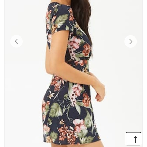 Chiffon Floral Wrap Navy Dress - Picture 2 of 4